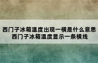 西门子冰箱温度出现一横是什么意思 西门子冰箱温度显示一条横线